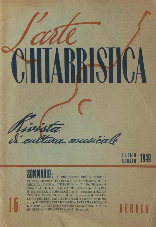 L'arte chitarristica n.16 luglio-agosto 1949 L'arte chitarristica n.16 luglio-agosto 1949